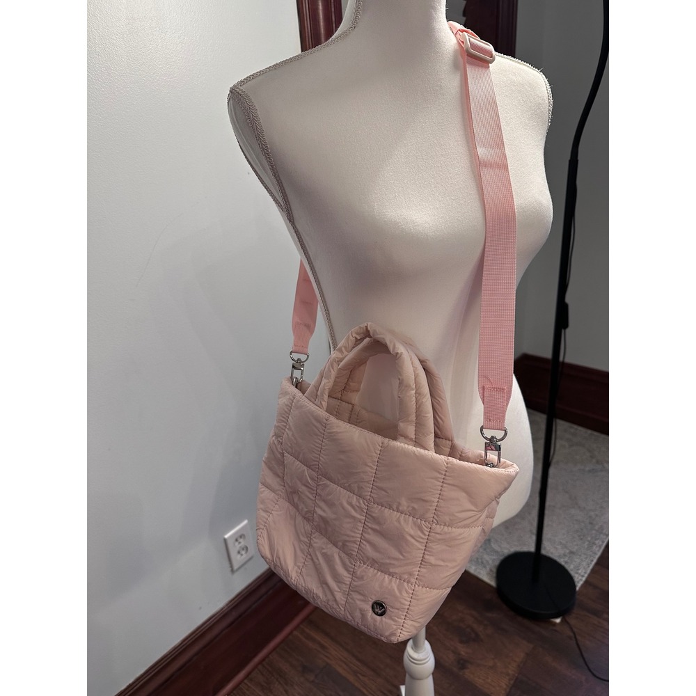 Westbronco Pink Quilted Puffer Mini Tote Crossbody Bag Zippered Lightweight